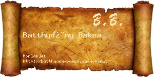 Batthyány Baksa névjegykártya